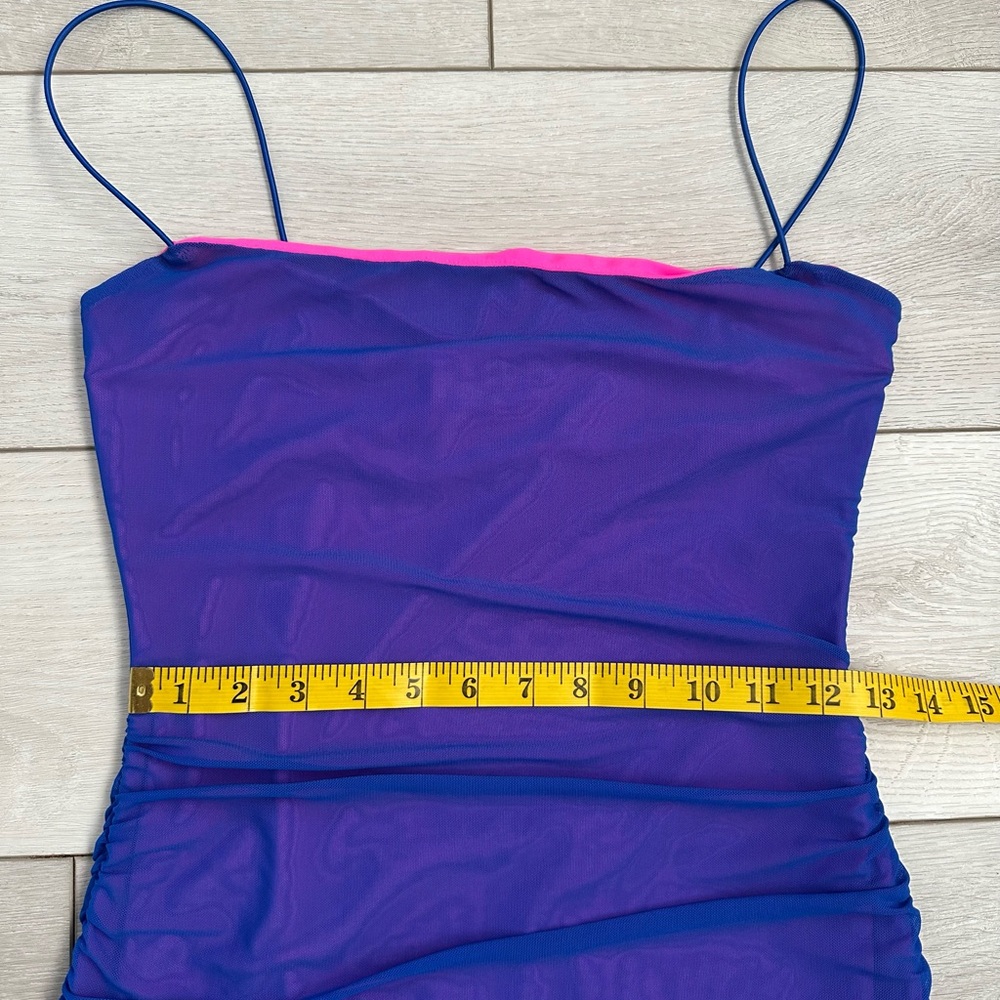 NWT Superdown Vibrant Pink and Blue Mesh Dress Size L - Picture 10 of 13